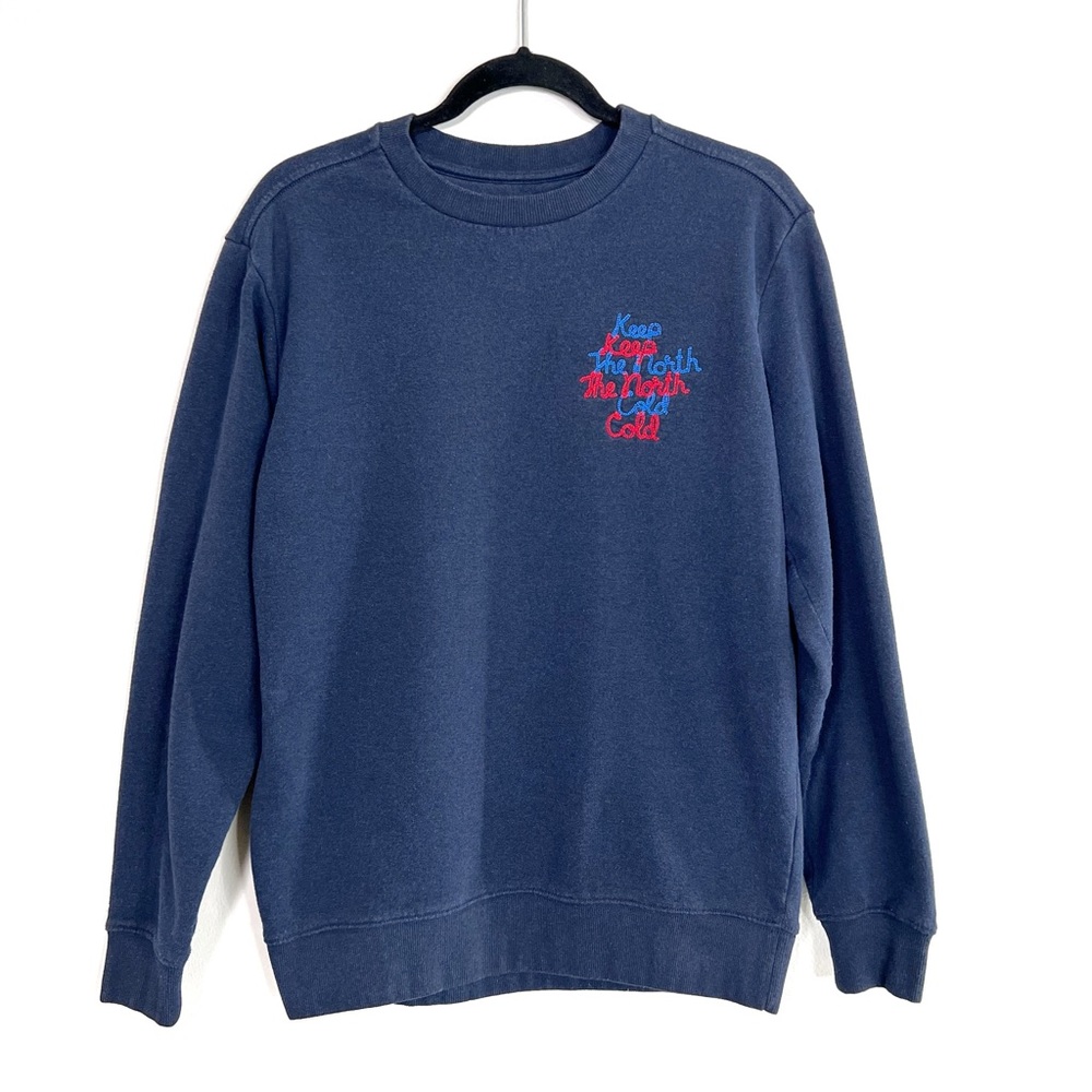 ASKLOV FINLAYSON Keep the North Cold embroidered Blue Sweatshirt size Small